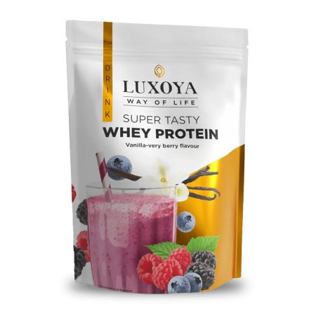 Luxoya Super Tasty Whey Protein 450g - Vanília-erdei gyümölcs íz doy