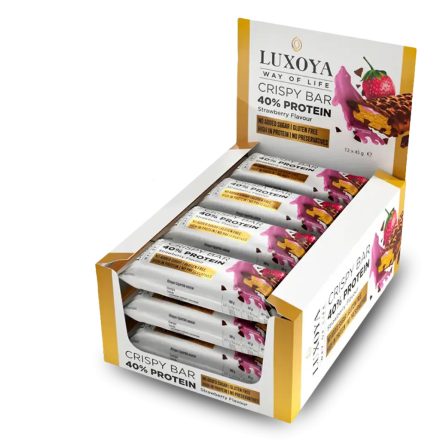 Luxoya crispy bar fehérje szelet 12x45 g - eper ízű