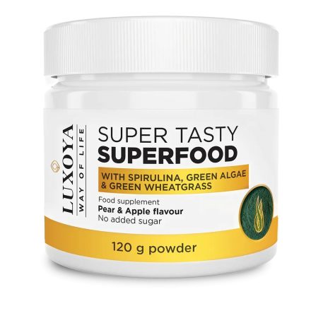 Luxoya Super Tasty Superfood Spirulinát és Zöld Búzafüvet tartalmazó italpor 120 g