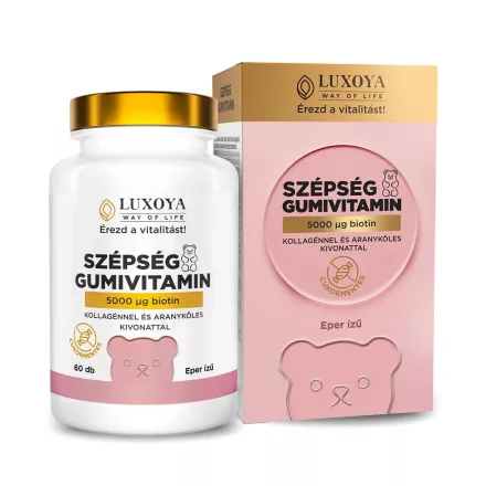 Luxoya szépség gumivitamin - biotinnal, kollagénnel és aranyköles kivonattal 60db