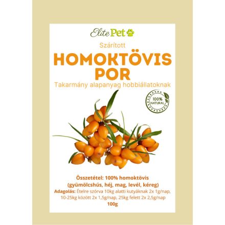 Elite Pet Homoktövis por 100g 100% (gyümölcshús, héj, mag, levél, kéreg)