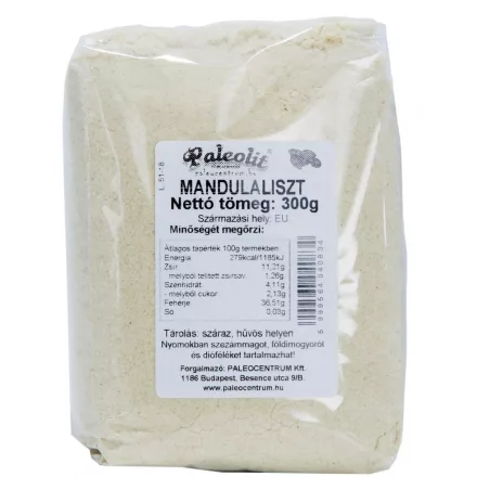Paleolit Mandulaliszt zsírtalan 300g BOPP (préselvényből)