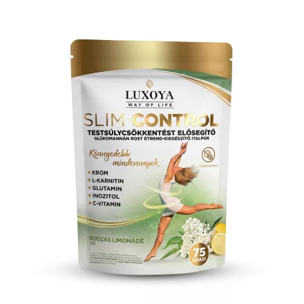 Luxoya Slim Control - Testsúlycsökkentést elősegítő glükomannán rost italpor - Bodza íz 300g